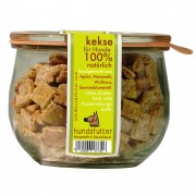 Apfel-Walnuss NICHT BIO Snacks weiche vegane glutenfreie Kekse 220g im Vakuumglas Hund Keks Hundsfutter