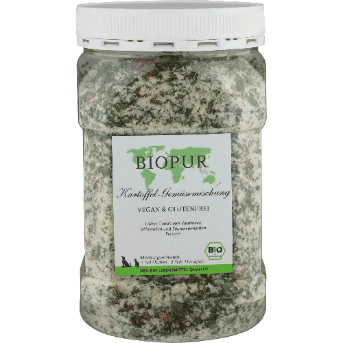 Bio Kartoffel-Gemüsemischung (Spinat/Karotte) 200g Klarsichtbox Hund Gemüse Biopur